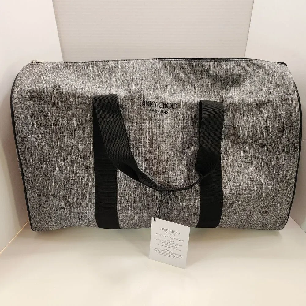 NWT Jimmy Choo Parfums Weekender Travel Gym Duffle Bag Grey NEW